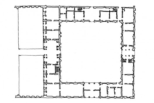 Planta baixa do palácio Del Tè, com seu grande pátio interno.