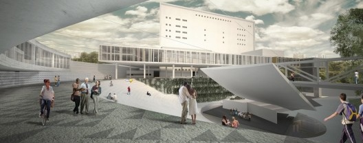 Complexo Teatro Castro Alves, nova concha acústica, conexão com esplanada p-4, cota 56.85, Salvador, 1º lugar concurso. Estúdio América, 2010