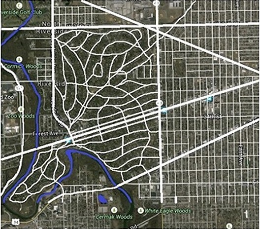 Traçado de Riverside e Chicago