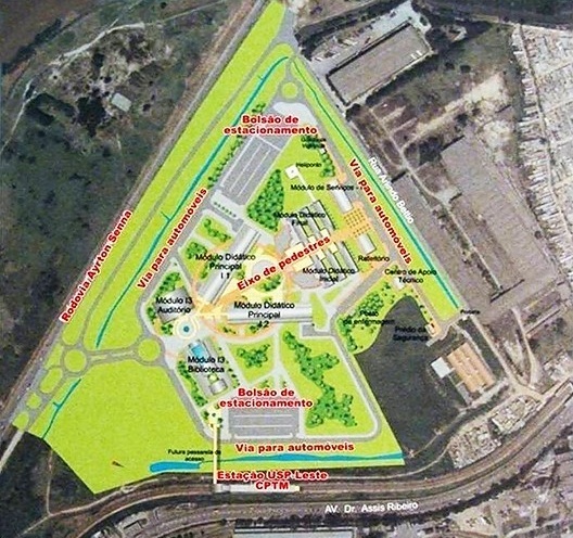 Universidade de São Paulo, USP Campus Leste, Escola de Artes, Ciências e Humanidades, implantação, arquiteto Sylvio Barros Sawaya e equipe