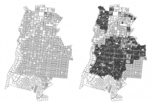 Projeto original do loteamento de Paraisópolis, apesar de irregular, oficializado em 1968 pela lei municipal 7.810 e ocupação atual sobreposta ao traçado original