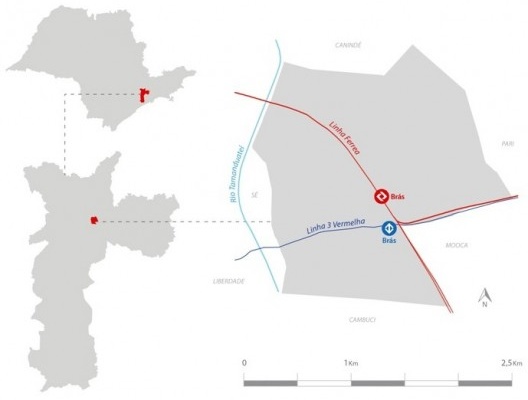 Localizações do Estado de São Paulo, cidade de São Paulo e bairro do Brás