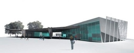 Pilares e lojas (os pilares de concreto remetem aos prédios existentes no Campus e as lojas são os espaços reservados à papelaria, livraria, etc.)