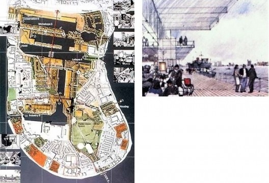 Plano urbanístico de Canary Wharf, Isle of Dogs, de Gordon Cullen e David Goslin