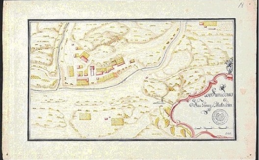 Mapa do Sumidouro, com uma pequena vila articulada em torno de uma capela