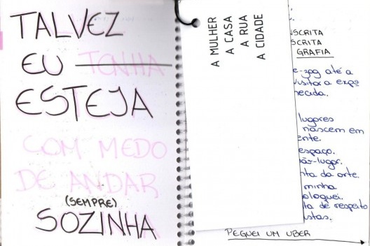 Imagem do registro no caderno de campo da disciplina de Caminhografia Urbana em 2019