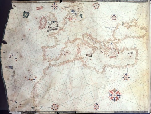 Mapa do Mediterrâneo, cartas portulanas