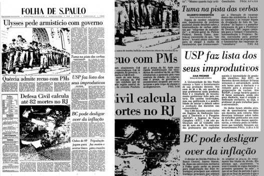 Capa do jornal Folha de S.Paulo, de 21 de fevereiro de 1988