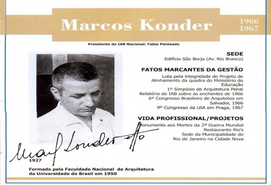 A ficha de registro do arquiteto Marcos Konder no Instituto de Arquitetos do Brasil, instituição que ele presidiu entre os anos 1966 e 1967