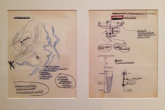 Análise de Brasília, anotações manuscritas de Raúl Villanueva para aulas na Universidade de Caracas, Venezuela