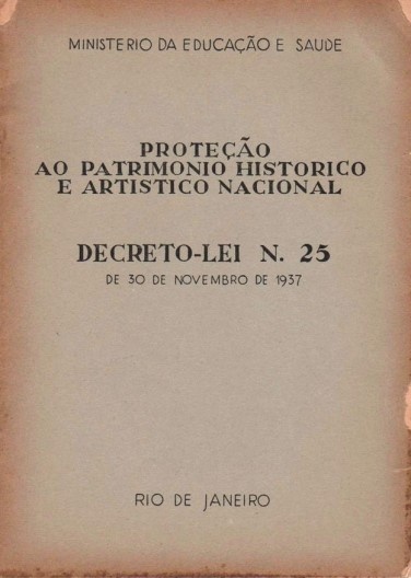 Frontispício do Decreto-lei n. 25, de 30 de novembro de 1937