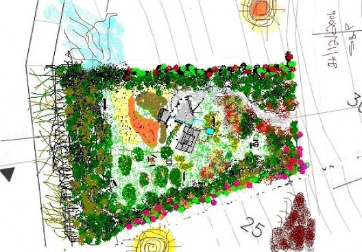 Casa 14 Bis, croquis de implantação. Arquiteto Pôla Pazzanese
