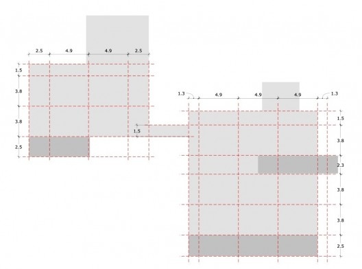 Casa Shodhan, esquema de modulação, Ahmedabad, Gujarat, Índia, 1951-56. Arquiteto Le Corbusier