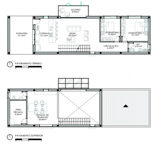 Figura 1 – Plantas baixas dos pavimentos térreo e superior