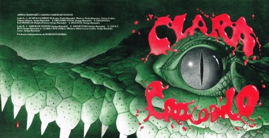 Capa aberta do LP “Clara Crocodilo”, 1980, de Arrigo Barnabé e banda Sabor de Veneno