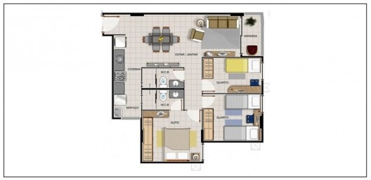 Planta humanizada, apartamento do Edifício Merom (65,23m², terminação 03), Maceió, 2012