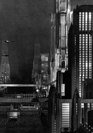 New York no futuro. Cena do filme Just Imagine USA, Fox, 1930