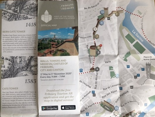 Trecho do Mapa oficial de visita aos muros e fortificações de Friburgo