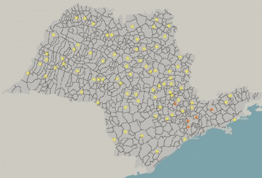 Mapa das rodovias e aeroportos no Estado de São Paulo