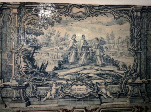 Benedicto cumprindo voto da Santa Obediência, painel azulejar, Convento de Sirinhaém PE