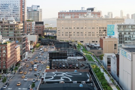 Aerial View, from West 21st Street, looking South along 10th Avenue toward the Hudson River