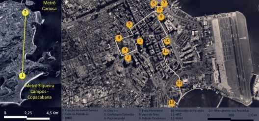 Mapa do roteiro da terceira parte da viagem de estudos ao Rio de Janeiro no sábado, 2012