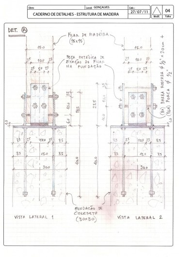 Casa em Gonçalves, desenhos de concepção estrutural, Gonçalves MG Brasil, 2012-2013. Arquiteto André Vainer / André Vainer Arquitetos