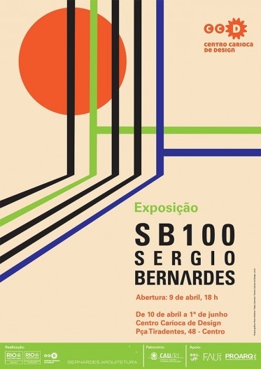 Cartaz da Exposição SB100 – Sergio Bernardes 100 anos, curadoria de Adriana Caúla e Kykah Bernardes, Centro Carioca de Design, 17 de abril a 01 de junho de 2019