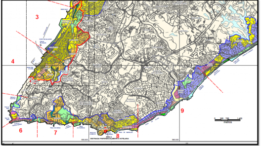 Recorte no mapa de gabaritos do PDDU de Salvador. Recorte da autora