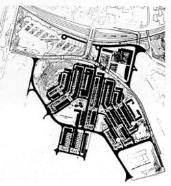 Bairro do Restelo, Quarteirão Rosa. Menções Honrosas do Prêmio Valmor 1987 e 1988. Arquitetos Pedro Viana Botelho e Nuno Teotónio Pereira, Lisboa, 1984-1985