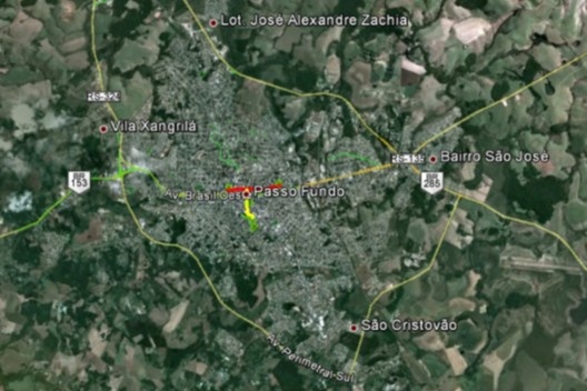 Fig. 1. Vista aérea da área em estudo, Passo Fundo