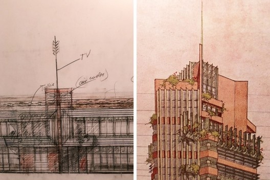 Desenhos de Frank Lloyd Wright na mostra “The Human Insect: Antenna Architectures 1887-2017”