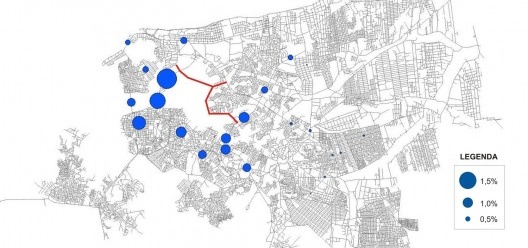 Figura 13. Mudanças na acessibilidade da malha após a intervenção da Avenida Expressa