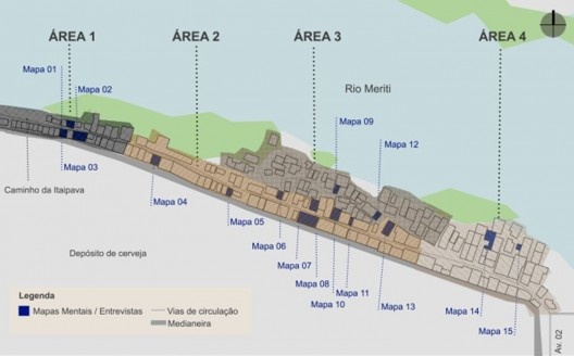 Distribuição das áreas delimitadas para a análise