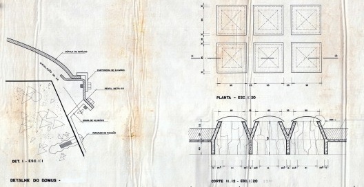 Instituto Brasileiro de Desenvolvimento Florestal/ Instituto Brasileiro do Meio Ambiente e dos Recursos Naturais Renováveis, Goiânia Goiás Brasil, prancha D20/20: detalhe do domus. Arquiteto Fernando Rabelo